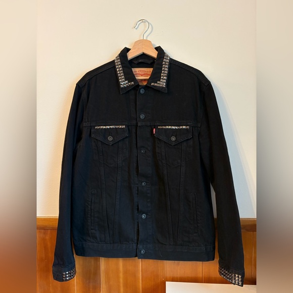 Men's Black Levi’s Denim Jacket with custom riveting and patching - Picture 1 of 5